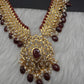 Polki CZ 6 Carat Gold Plated Real Ruby Long Necklace