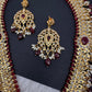 Polki CZ 6 Carat Gold Plated Real Ruby Long Necklace