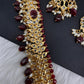 Polki CZ 6 Carat Gold Plated Real Ruby Long Necklace