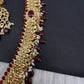 Polki CZ 6 Carat Gold Plated Real Ruby Long Necklace