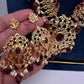 Polki CZ 6 Carat Gold Plated Real Ruby Long Necklace