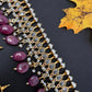 Polki CZ 6 Carat Gold Plated Real Pearls Ruby Choker Necklace