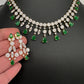 AD Color Stone Pearl Short Necklace - Green