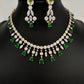 AD Color Stone Pearl Short Necklace - Green