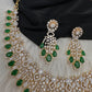 AD Color Stone Neckline Short Necklace - Green