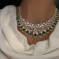 AD Color Stone Neckline Short Necklace - Green