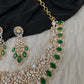 AD Color Stone Neckline Short Necklace - Green