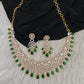 AD Color Stone Neckline Short Necklace - Green