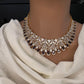 AD Color Stone Neckline Short Necklace - Purple