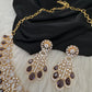 AD Color Stone Neckline Short Necklace - Purple