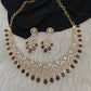 AD Color Stone Neckline Short Necklace - Purple