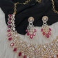 AD Color Stone Neckline Short Necklace - Red