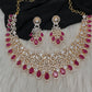 AD Color Stone Neckline Short Necklace - Red