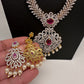 AD Diamond Finish Ruby Long Necklace - 