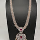 AD Diamond Finish Ruby Long Necklace - 