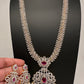 AD Diamond Finish Ruby Long Necklace - 