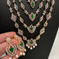 AD Color Stone Multi Layer Long  Necklace - Green
