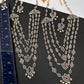 AD Color Stone Multi Layer Long  Necklace - Green
