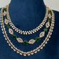 AD Color Stone Multi Layer Short Necklace - Green