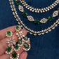AD Color Stone Multi Layer Short Necklace - Green