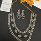 AD Color Stone Multi Layer Short Necklace - Green