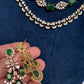 AD Color Stone Multi Layer Short Necklace - Green