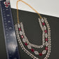 AD Color Stone Multi Layer Short Necklace - Red