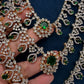 AD Color Stone Multi Layer Long  Necklace - Green