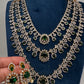 AD Color Stone Multi Layer Long  Necklace - Green