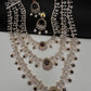 AD Color Stone Multi Layer Long  Necklace - Purple