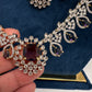AD Color Stone Multi Layer Long  Necklace - Purple