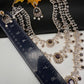 AD Color Stone Multi Layer Long  Necklace - Purple