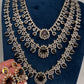 AD Color Stone Multi Layer Long  Necklace - Purple
