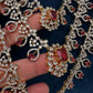 AD Color Stone Multi Layer Long  Necklace - Red
