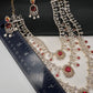 AD Color Stone Multi Layer Long  Necklace - Red