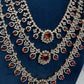 AD Color Stone Multi Layer Long  Necklace - Red