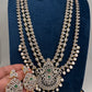 AD Peacock Mango Color Stone Multi Layer Long  Necklace - Green