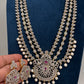 AD Peacock Mango Color Stone Multi Layer Long  Necklace - Red