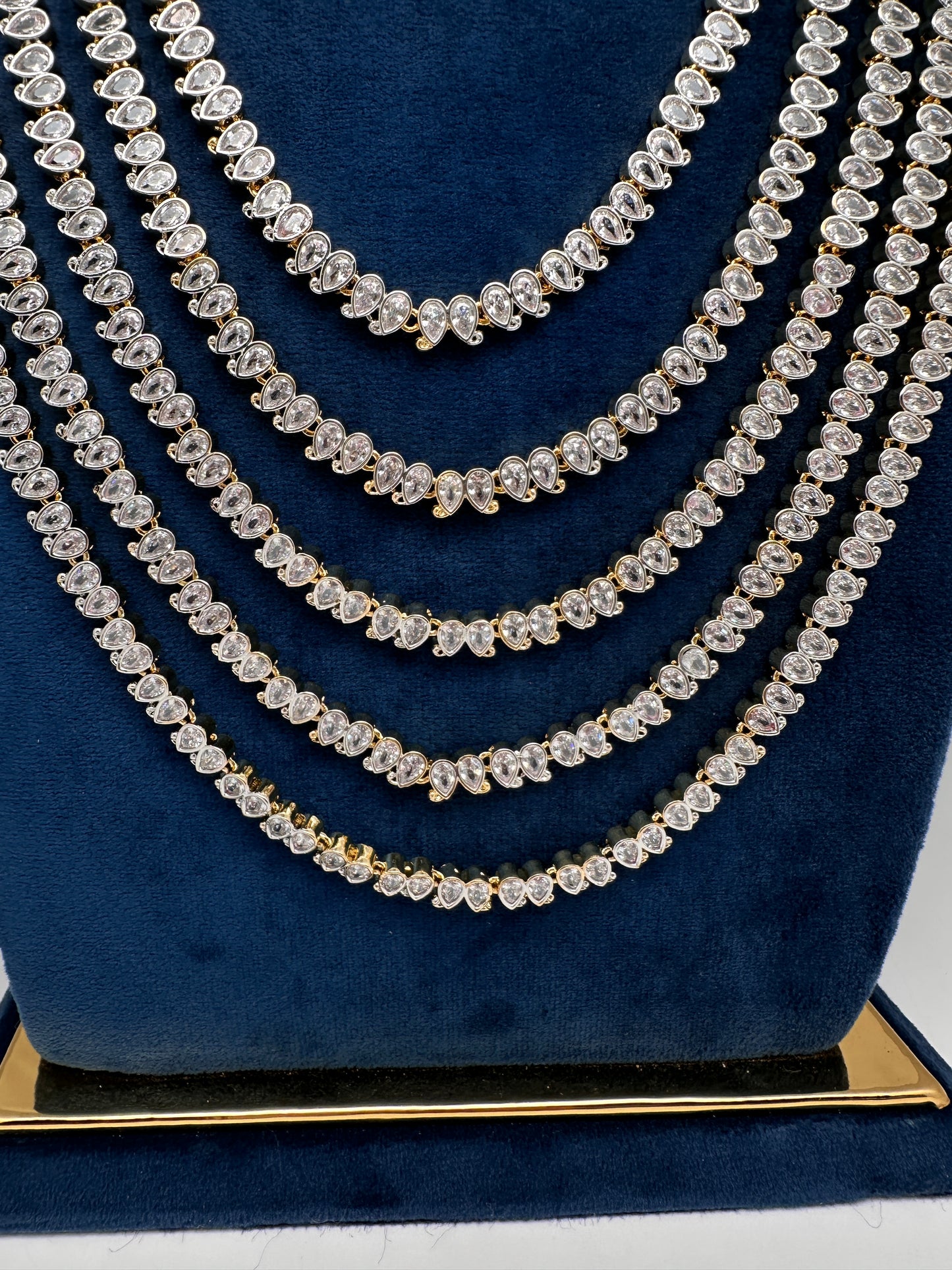 AD Chain Ruby Multi Layer Long  Necklace - 