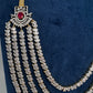 AD Chain Ruby Multi Layer Long  Necklace - 
