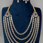 AD Chain Ruby Multi Layer Long  Necklace - 