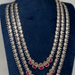 AD Ruby Multi Layer Long  Necklace - 