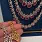 AD Ruby Multi Layer Long  Necklace - 