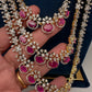 AD Ruby Multi Layer Long  Necklace - 