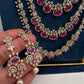 AD Ruby Multi Layer Long  Necklace - 