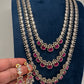 AD Ruby Multi Layer Long  Necklace - 
