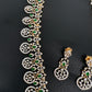 AD Bottu Color Stone Long  Necklace - Green