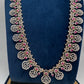 AD Bottu Color Stone Long  Necklace - Red