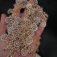 AD Bottu Color Stone Long  Necklace - Red