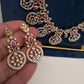 AD Bottu Color Stone Long  Necklace - Red